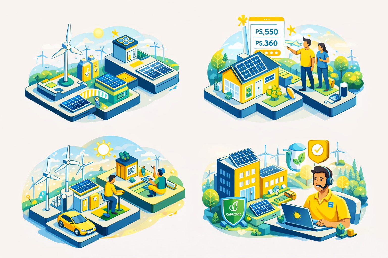 Ilustração sobre energia limpa e economia